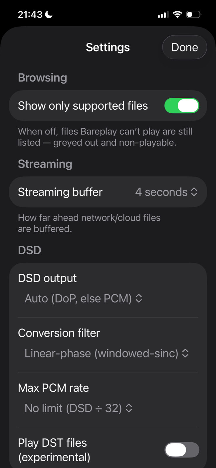 Bareplay settings on iPhone